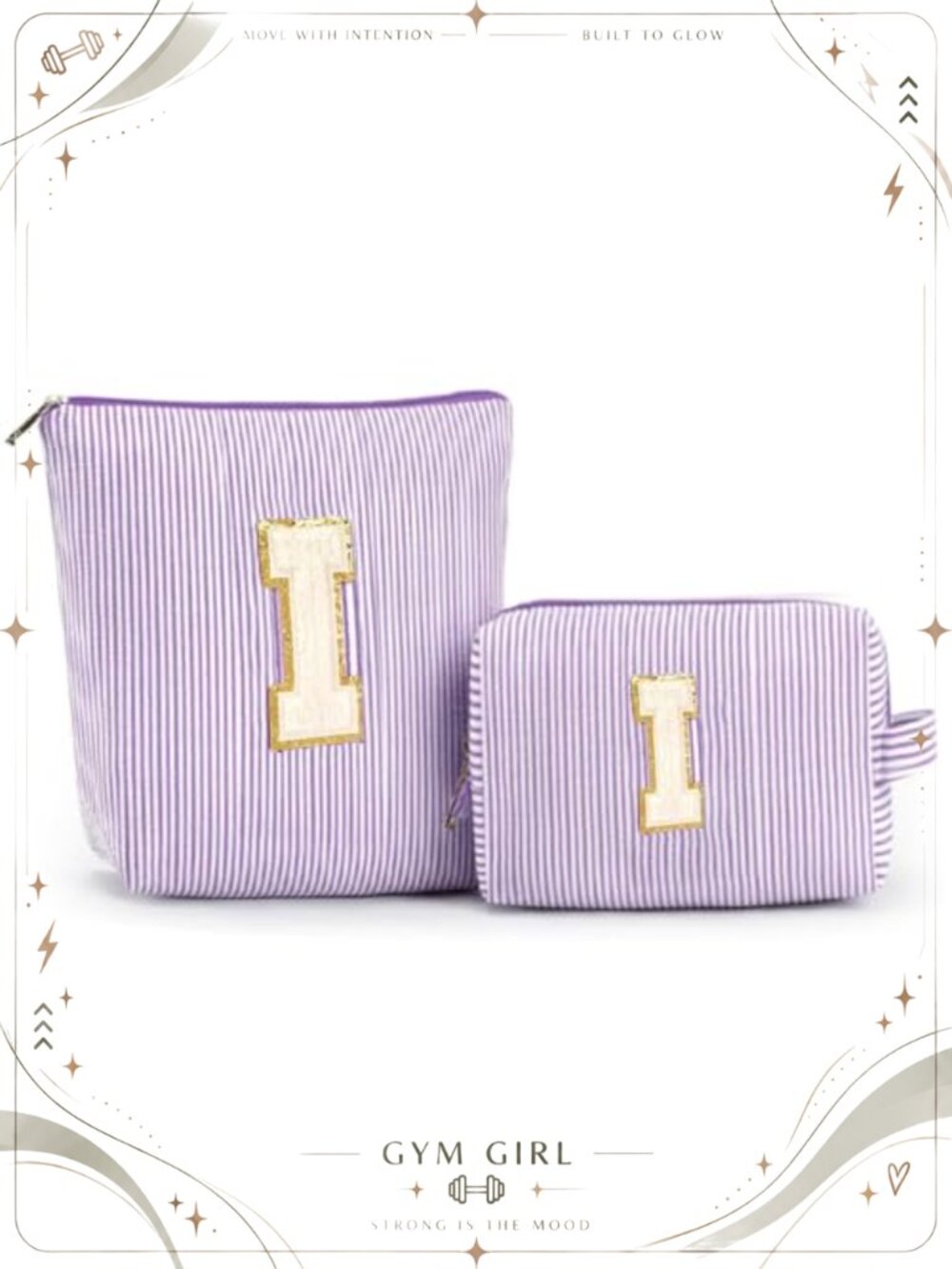 Personalized Monogram Makeup Bag Set 2 Pc Polyester Travel Cosmetic Case